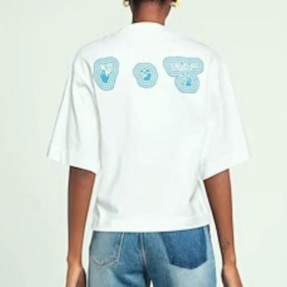Off White Fluo Swimming Man Cotton Cropped T shirt L - Picture 2 of 9